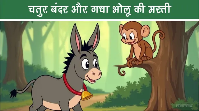 The fun of clever monkey and donkey Bholu