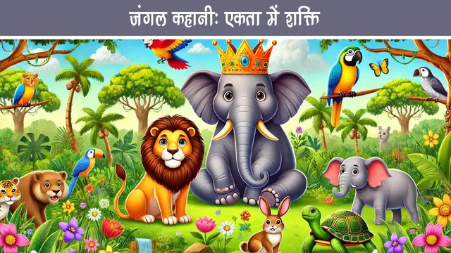 Jungle Story in Hindi, एकता में शक्ति कहानी, Hindi moral story for kids, unity story in Hindi, jungle ki kahani for children, jungle story with moral