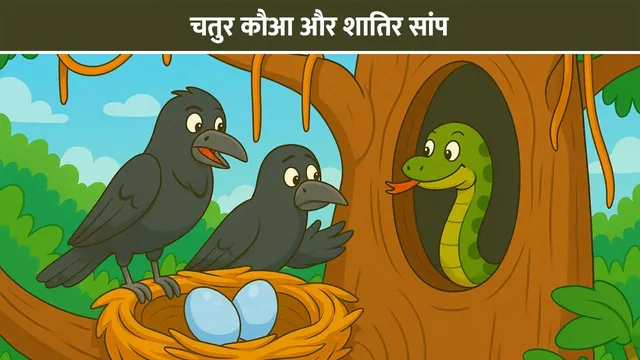 chatur-kauwa-aur-shatir-saap-prerak-panchatantra-kahani