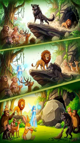 jungle ki kahani bhediya aur sher ki dosti (1)