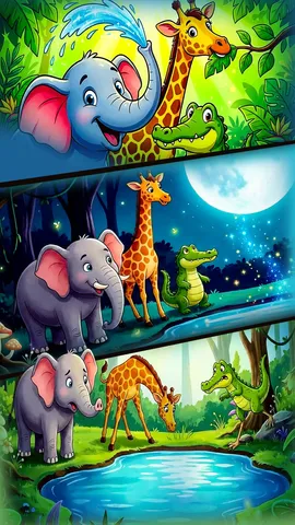 haathi giraffe magarmach ki jadui kahani (1)