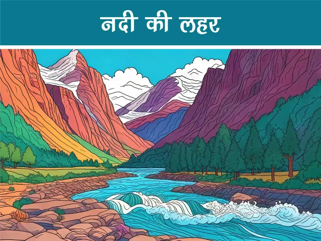 cartoon image of river in mountains