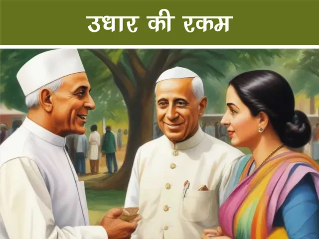 Cartoon image of pandit jawaharlal nehru talking to a women