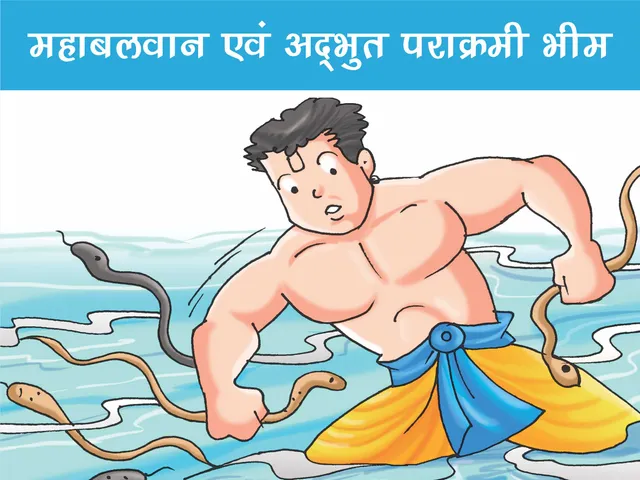Bheem fighting with snakes in River Cartoon Image