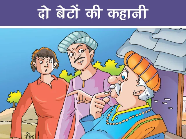 Father with his sons cartoon image