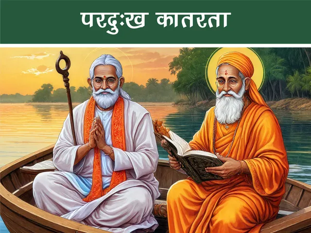 cartoon image of two indian saints on a boat