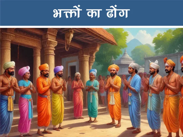 cartoon image of villagers in temple