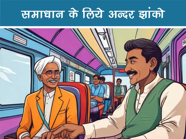 cartoon image of two men travelling in train