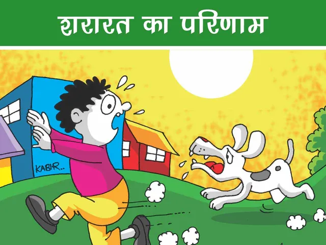 Dog chasing a kid cartoon image