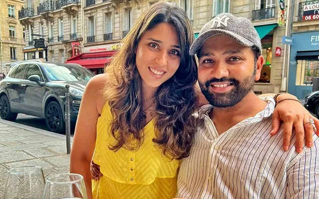 Rohit Sharma with his wife (Source - Twitter)
