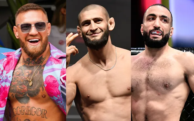 Conor McGregor, Khamzat Chimaev and Belal Muhammad (Source - Twitter)