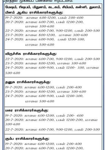 இந்த வாரத்தில் அனுகூலமான நாளும் நேரமும் 19-7-2020 முதல் 25-7-2020 வரை