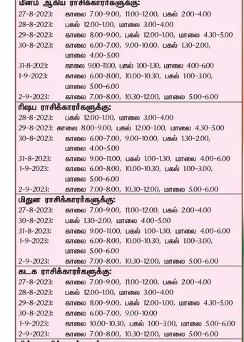 இந்த வாரத்தில் அனுகூலமான நாளும், நேரமும் 27-8-2023 முதல் 2-9-2023 வரை