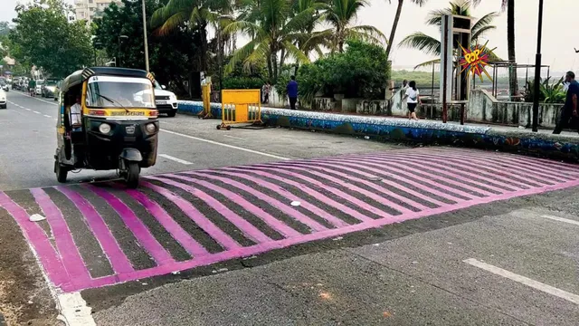 Mumbai Creates Pink Speed Breakers to Raise Awareness for Breast Cancer