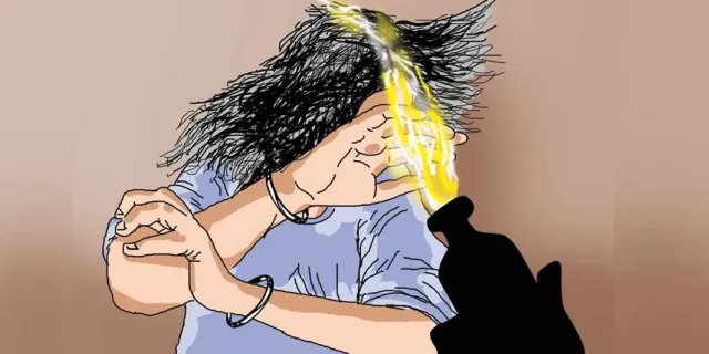 acid on wife's face
