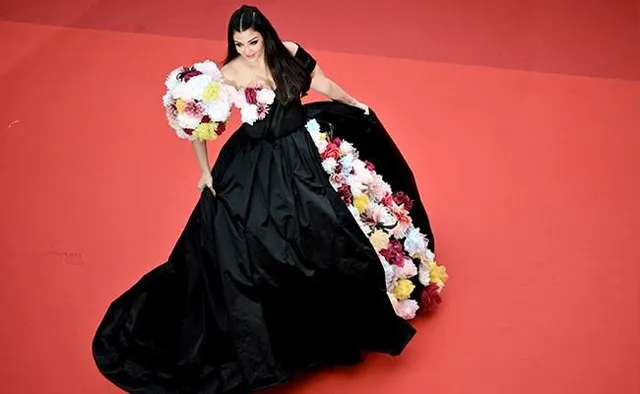 Aishwarya Rai Bachchan brought the drama to the red carpet at the Cannes Film Festival.
