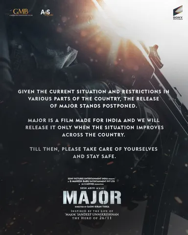 Sesh Adivi starrer Major's release postponed due to surge in COVID-19 cases!