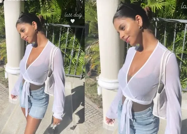 Shahrukh Khan's Daughter Suhana Khan shares Last day of Vacation , In Sheer white Top ;
