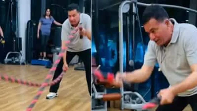 Vicky Kaushal's father Sham Kaushal aces battle rope exercise, Rakesh Roshan reacts.