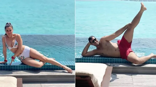 Shraddha Arya's husband recreates her bikini pose, she calls him 'weird'. See pics!