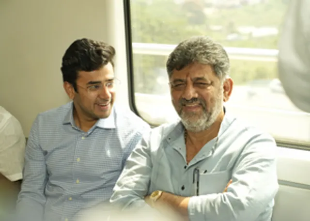In rare bonhomie, Shivakumar & Tejasvi Surya inspect trial metro service in K'taka