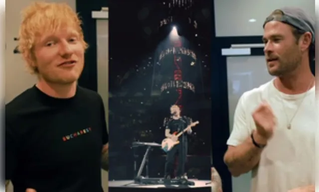 Chris Hemsworth surprises audience by playing drums at Ed Sheeran’s Romania concert