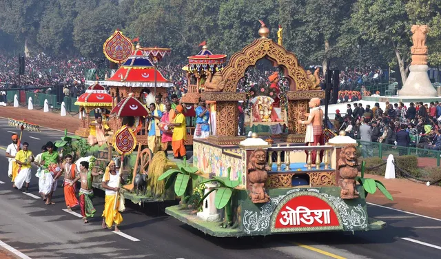 Odisha's tableau at the full dress rehearsal for the R-Day parade
