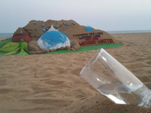 Odisha sand artists create sand sculptures on World Water Day