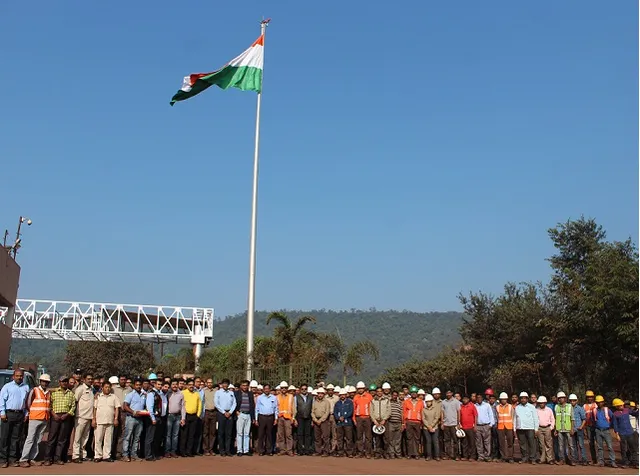 Monumental tricolour hoisted atop 100ft flagpole at JSPL