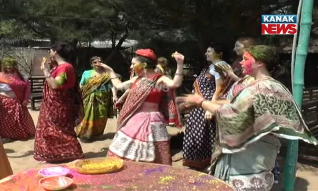 Foreign nationals celebrate Holi in Odisha