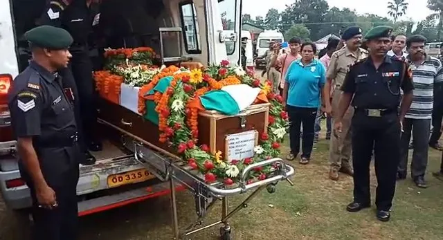 Pulwama martyr Ajit Sahoo's mortal remains consigned to flames in Odisha