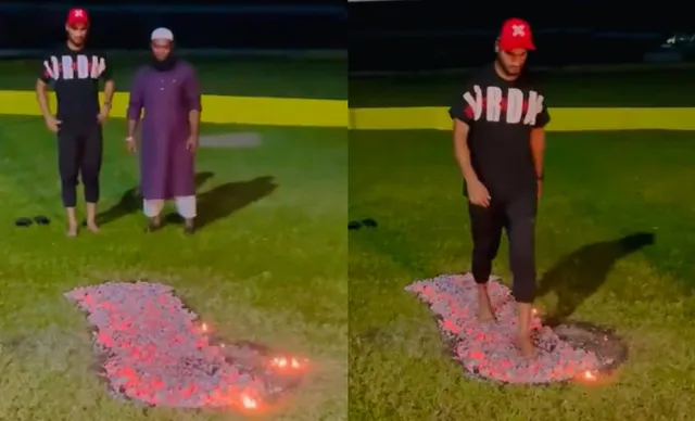 Bangladesh's Mohammad Naim walking on fire