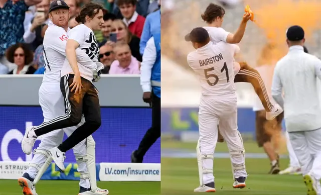 Jonny Bairstow tackling protestor, 2nd Ashes 2023 Test, Lord's