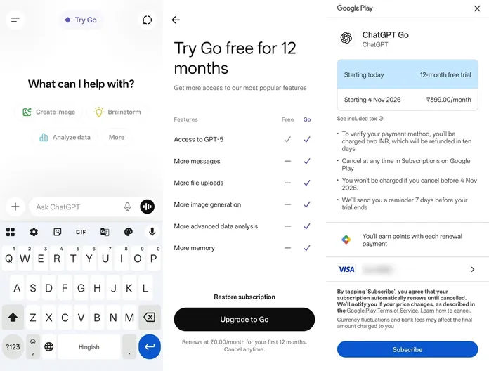 ChatGPT Go Free OpenAI India Offer ChatGPT Free for 1 Year