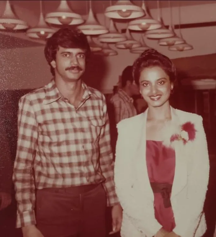 Evergreen star Rekha with sr journalisr Chaitanya Padukone (1983)