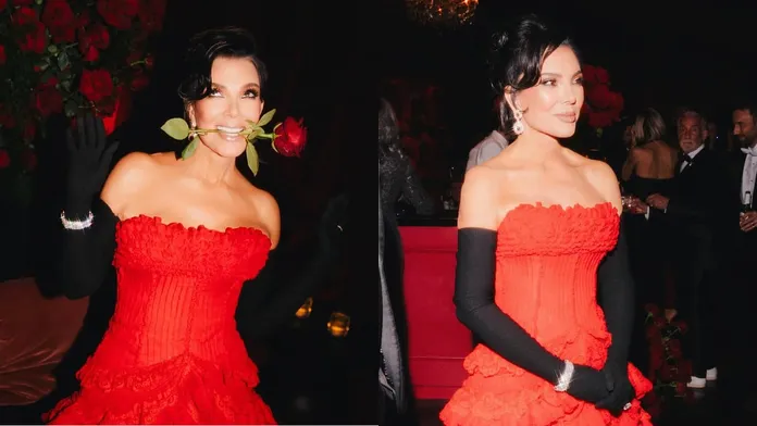 Kris Jenner Wows In Hot-Red Vintage Dress With Pistol For Her 70th James  Bond-Themed Birthday Party