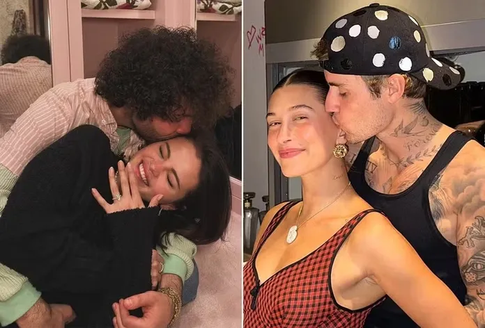 Hailey Bieber reage a noivado de Selena Gomez
