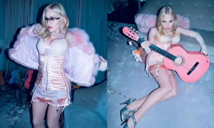 Madonna recreates iconic “Blond Ambition” look in pink corset, fur, and  guitar