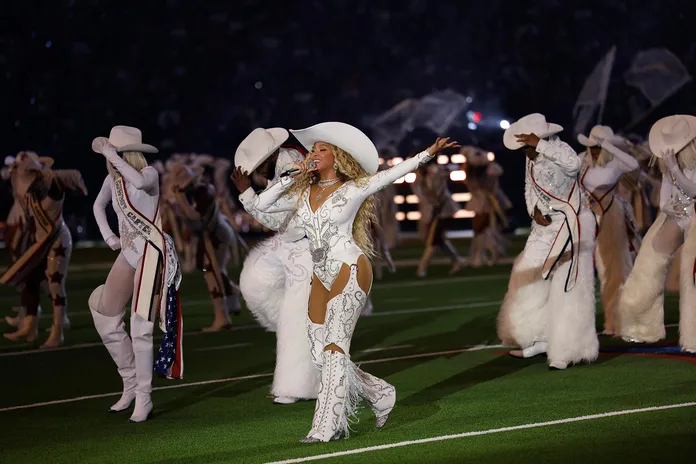 Beyoncé performs during Netflix's first-ever NFL Christmas Gameday as the Houston Texans hosted the Baltimore Ravens at NRG Stadium.
