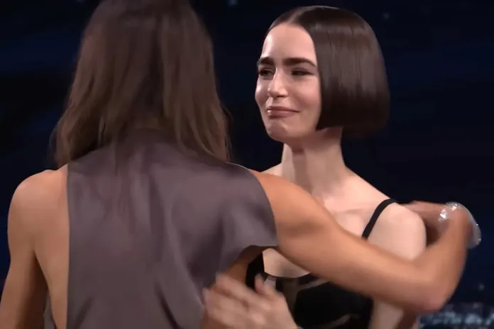 Watch the moment Emily In Paris' Lily Collins fights back tears as she meets  Spice Girls' Victoria Beckham live on TV