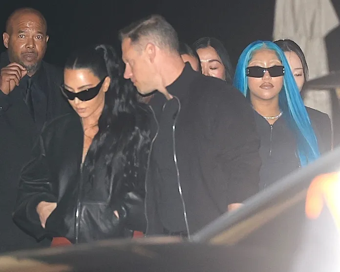 North West shows off her bleached eyebrows during night out with mom Kim  Kardashian