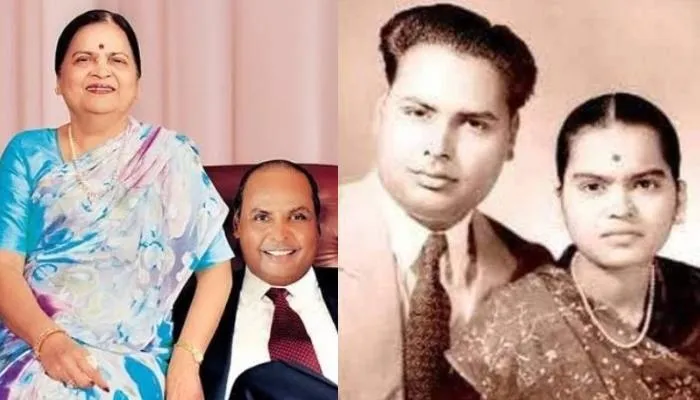 Kokilaben Ambani with husband Dhirubhai Ambani