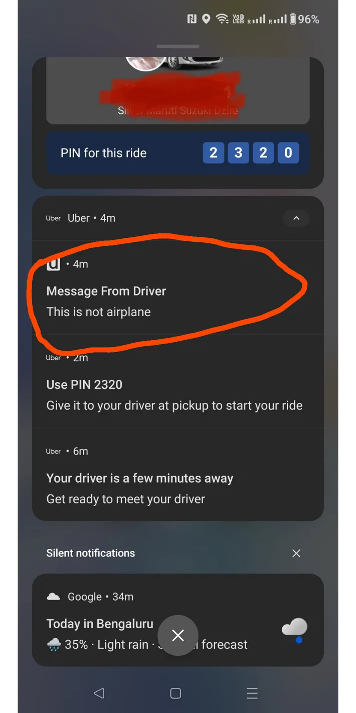 Uber driver reply to Bengaluru rider goes viral