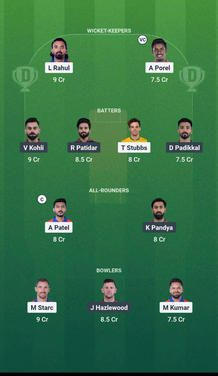 DC vs RCB