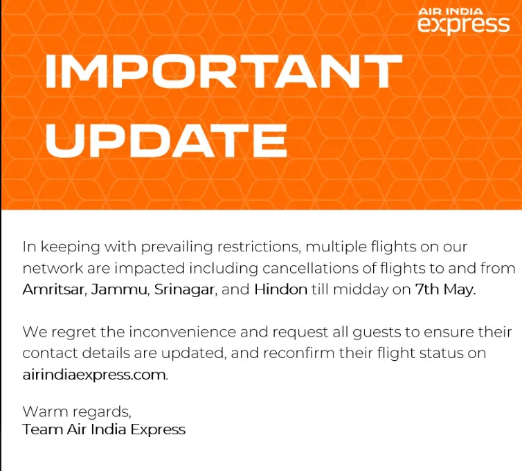 Air India Express advisory