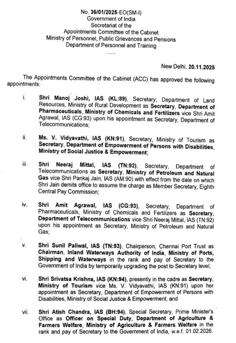 ias transfer list 7 officers