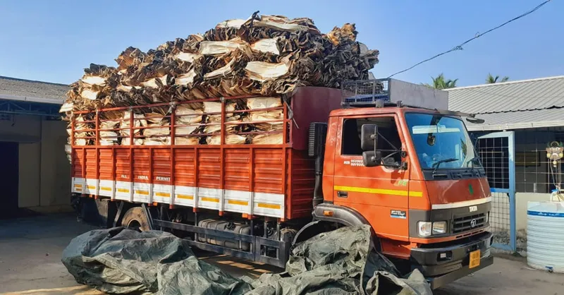 truck arrives with raw materials