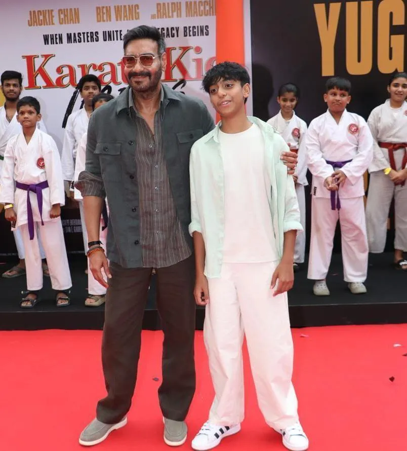 Ajay Devgn with star-son Yug Devgn at 'Karate Kid' trailer launch