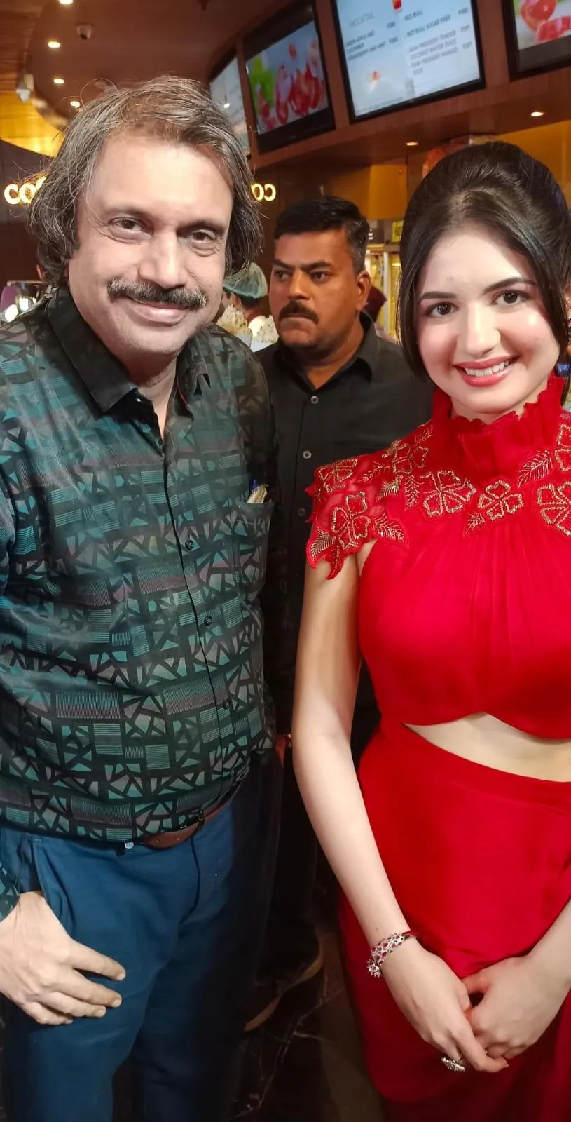 Harshaali Malhotra ( of Bajrangi Bhaijaan fame ) with sr journalist Chatanya Padukone