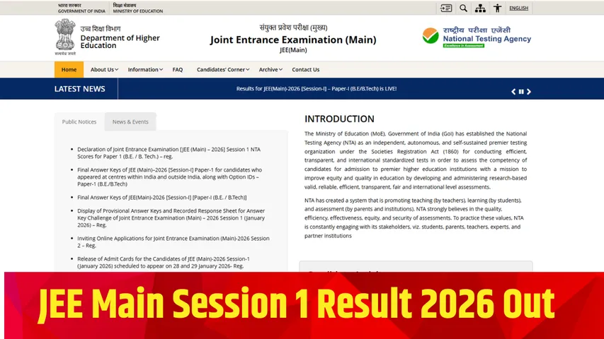 JEE Mains result 2026 session 1 result d